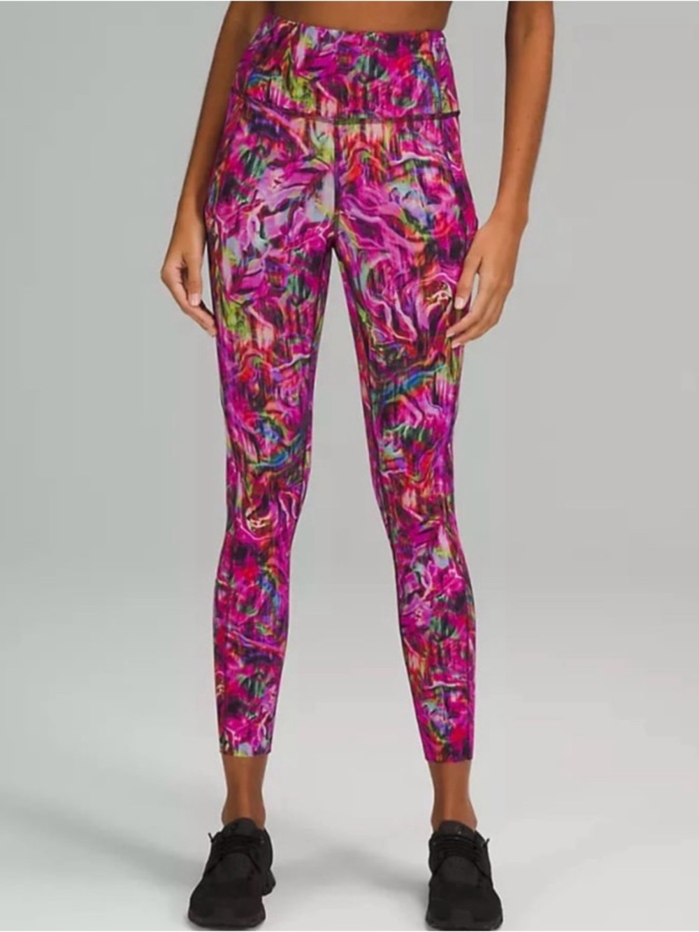 Lululemon Fast and Free High-Rise Tight 25" Nulux, Hyper Flow Pink Multi, Size 8